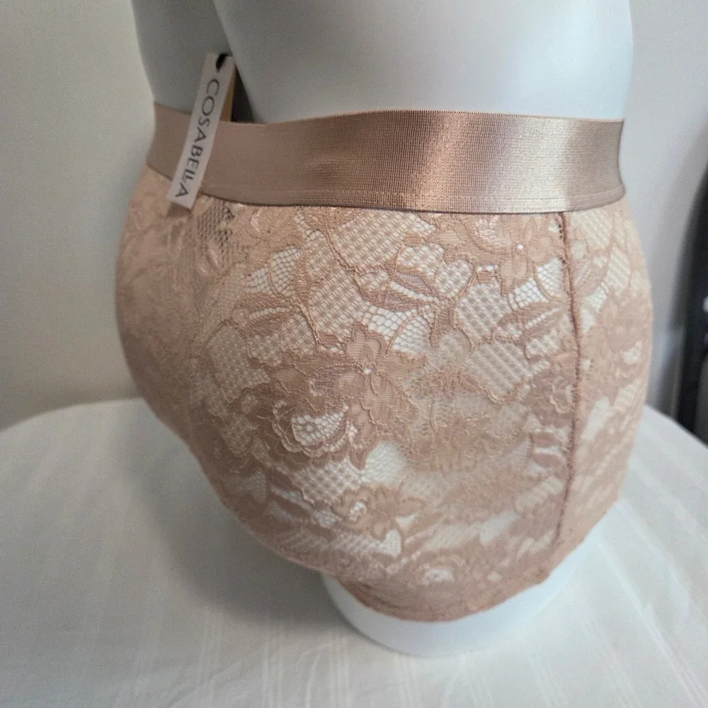 Cosabella‎ Never Say Never Mens Lace Boxer Brief Nude Rose Tan Floral Underwear